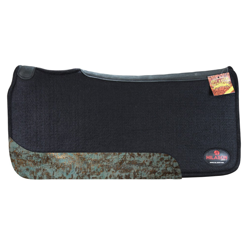 HILASON Western Wool Felt Horse Saddle Pad W/ Distressed Wear Leather | for Horses