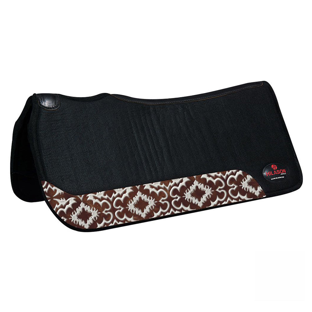 HILASON Western Wool Felt Horse Saddle Pad W/ Distressed Wear Leather | for Horses