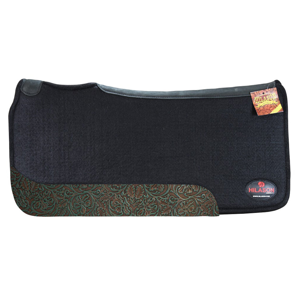 HILASON Western Wool Felt Horse Saddle Pad W/ Distressed Wear Leather | for Horses