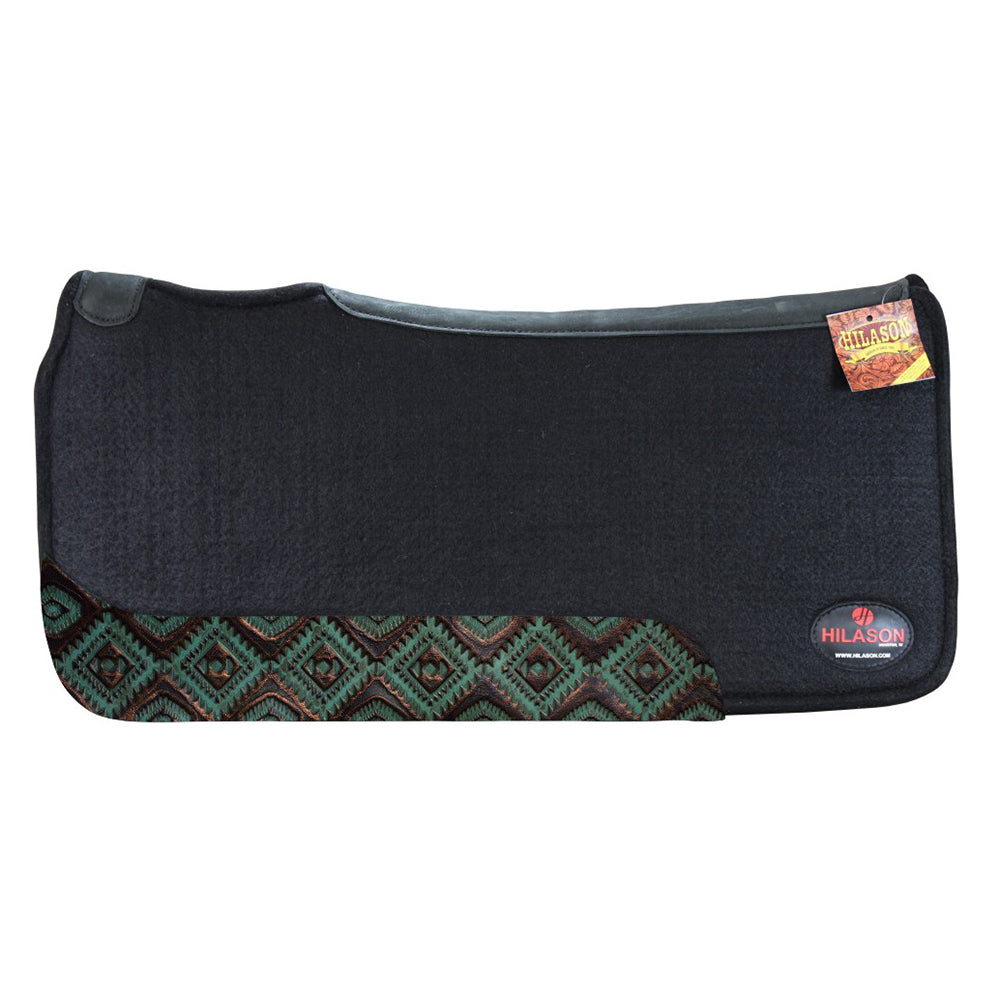 HILASON Western Wool Felt Horse Saddle Pad W/ Distressed Wear Leather | for Horses