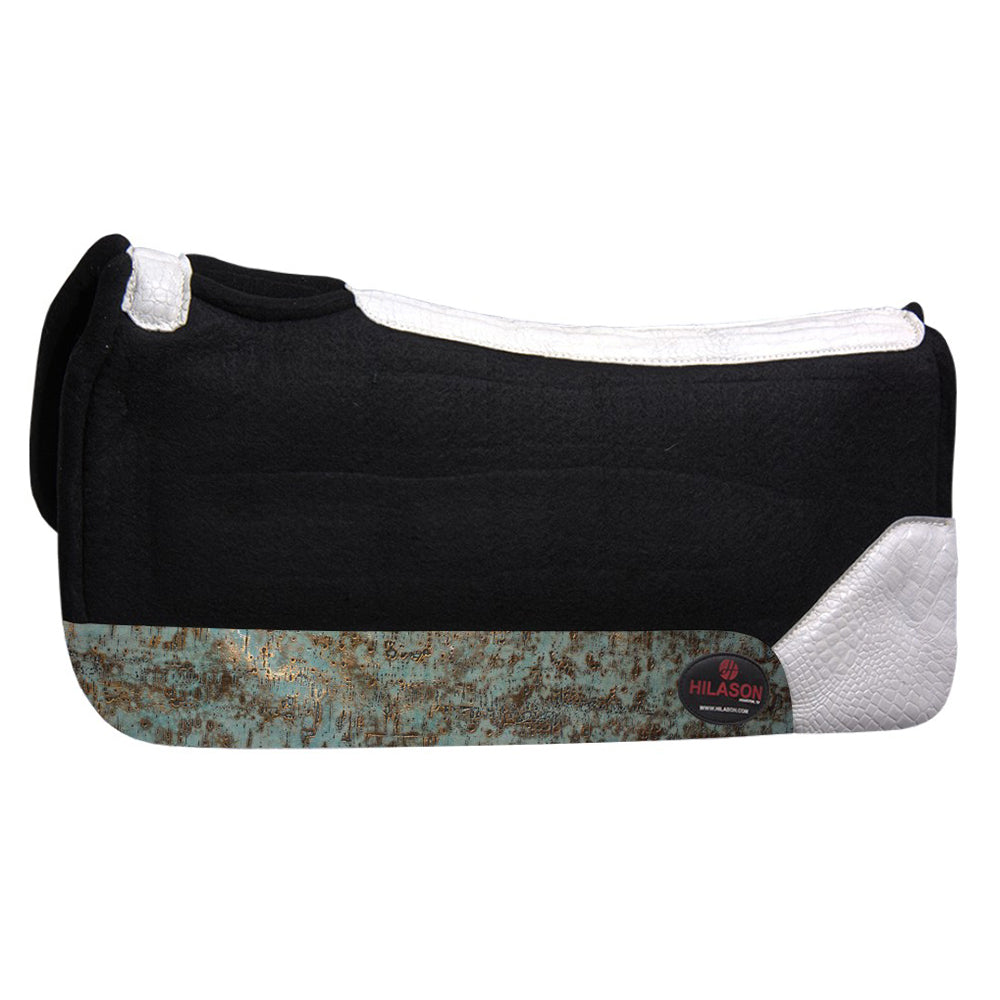 HILASON Western Wool Felt Horse Saddle Pad W/ Distressed Wear Leather | for Horses