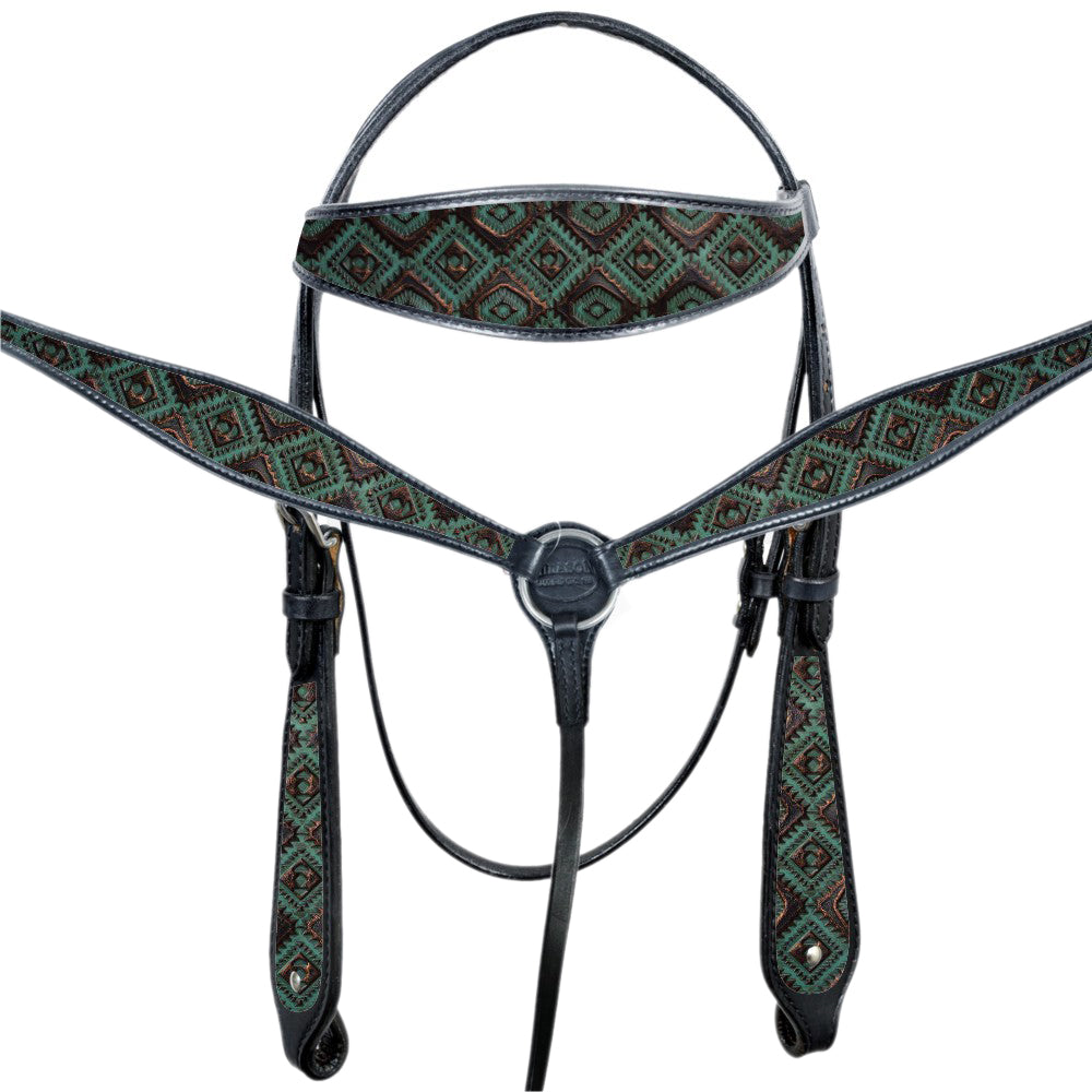 HILASON Western Horse Headstall Breast Collar Set Tack American Leather | for Horses