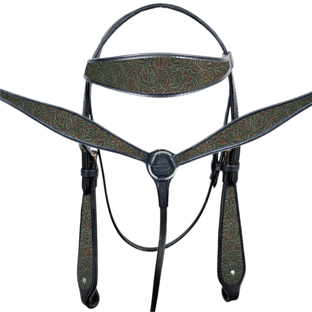 HILASON Western Horse Headstall Breast Collar Set Tack American Leather | for Horses