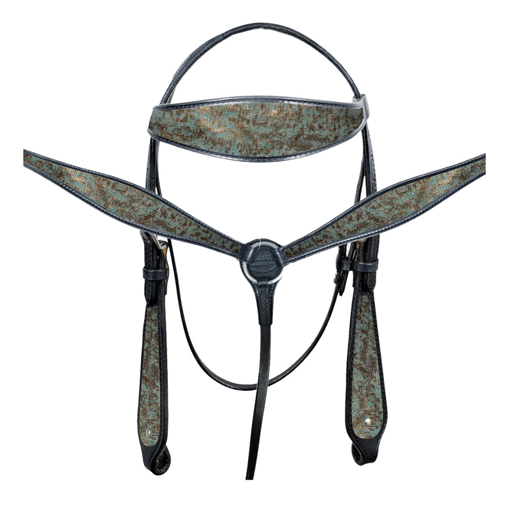 HILASON Western Horse Leather Headstall & Breast Collar Tack Set | for Horses