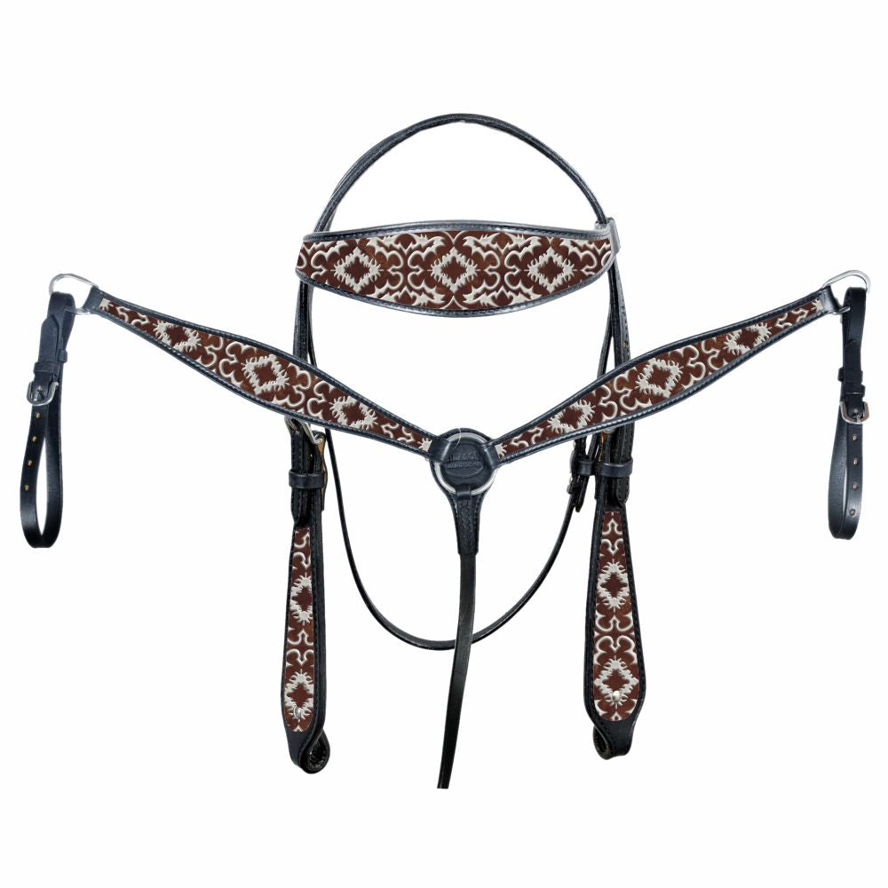 HILASON Western Horse Leather Headstall & Breast Collar Tack Set | for Horses
