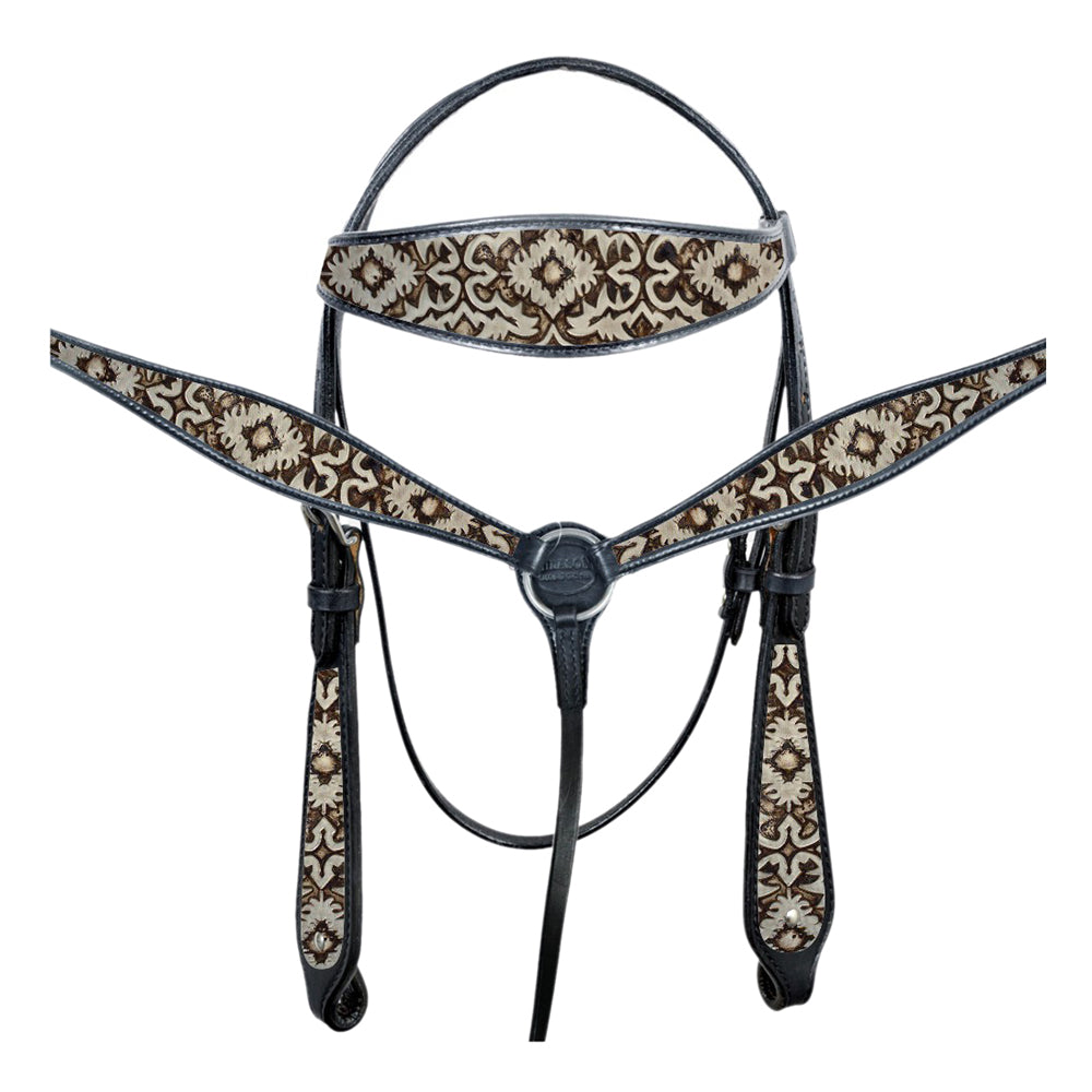 HILASON Western Horse Leather Headstall & Breast Collar Tack Set