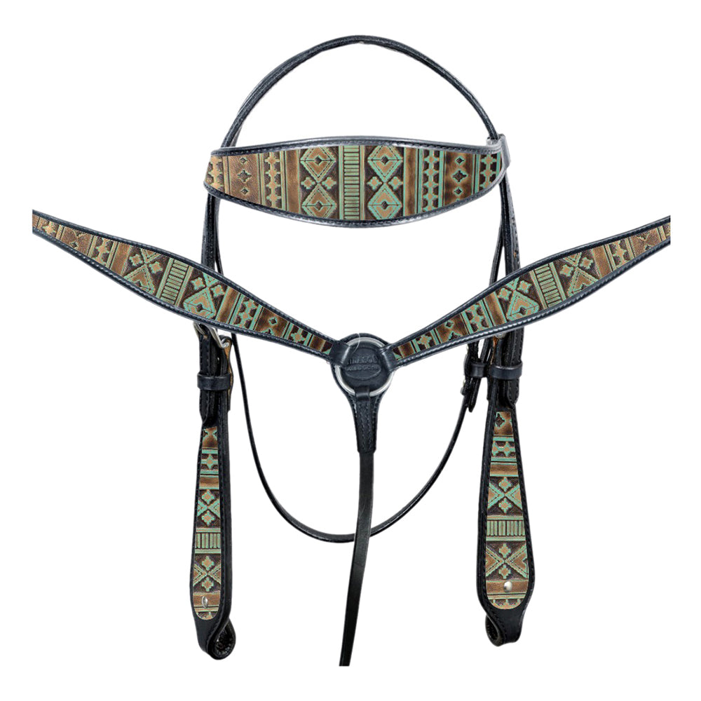 HILASON Western Horse Leather Headstall & Breast Collar Tack Set