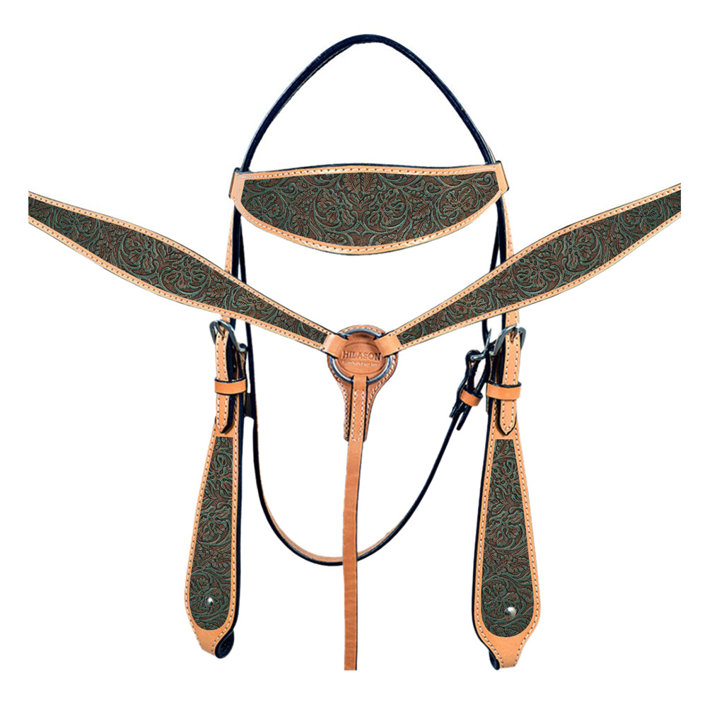 HILASON Western Horse Headstall Breast Collar Set American Leather Cowboy | Tack for Horses