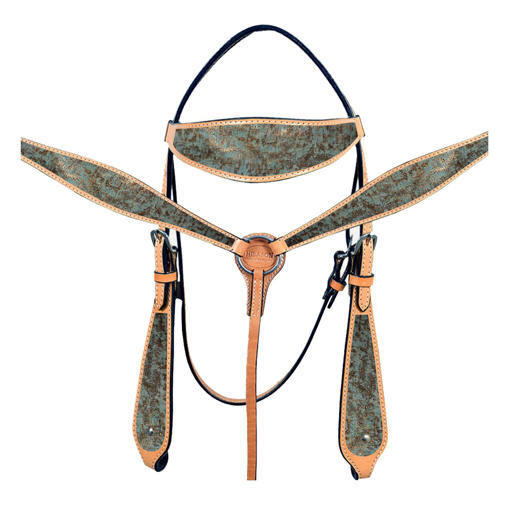 HILASON Western Horse Leather Headstall & Breast Collar Tack Set | for Horses