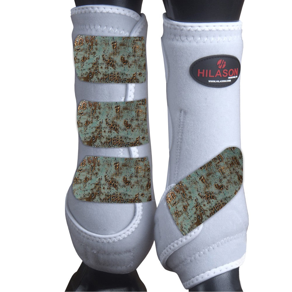 White HILASON Horse Medicine Sports Boots Front Leg