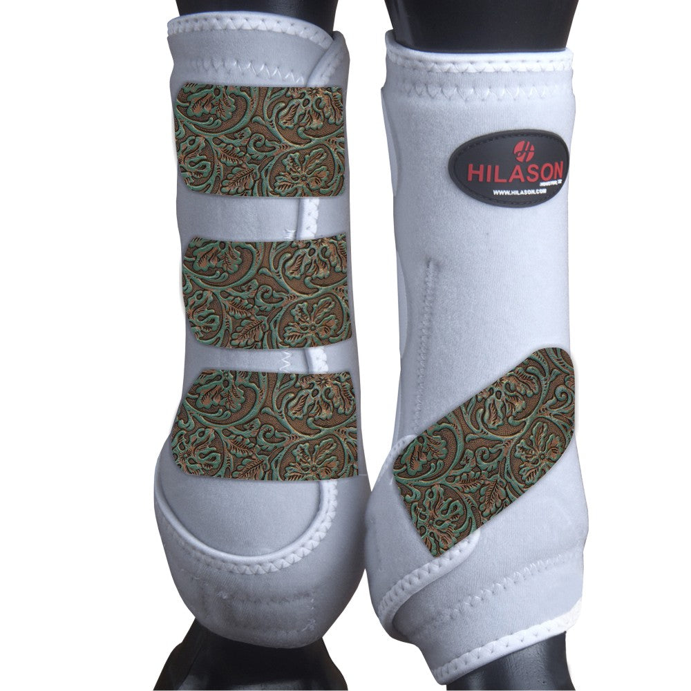 White HILASON Horse Medicine Sports Boots Front Leg