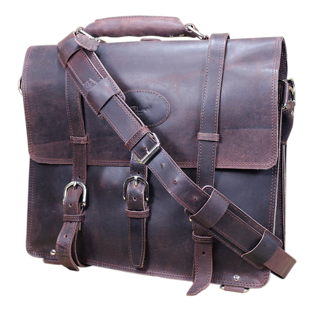 Briefcase Backpack Laptop Bag Glanor Buffalo Leather Hand
