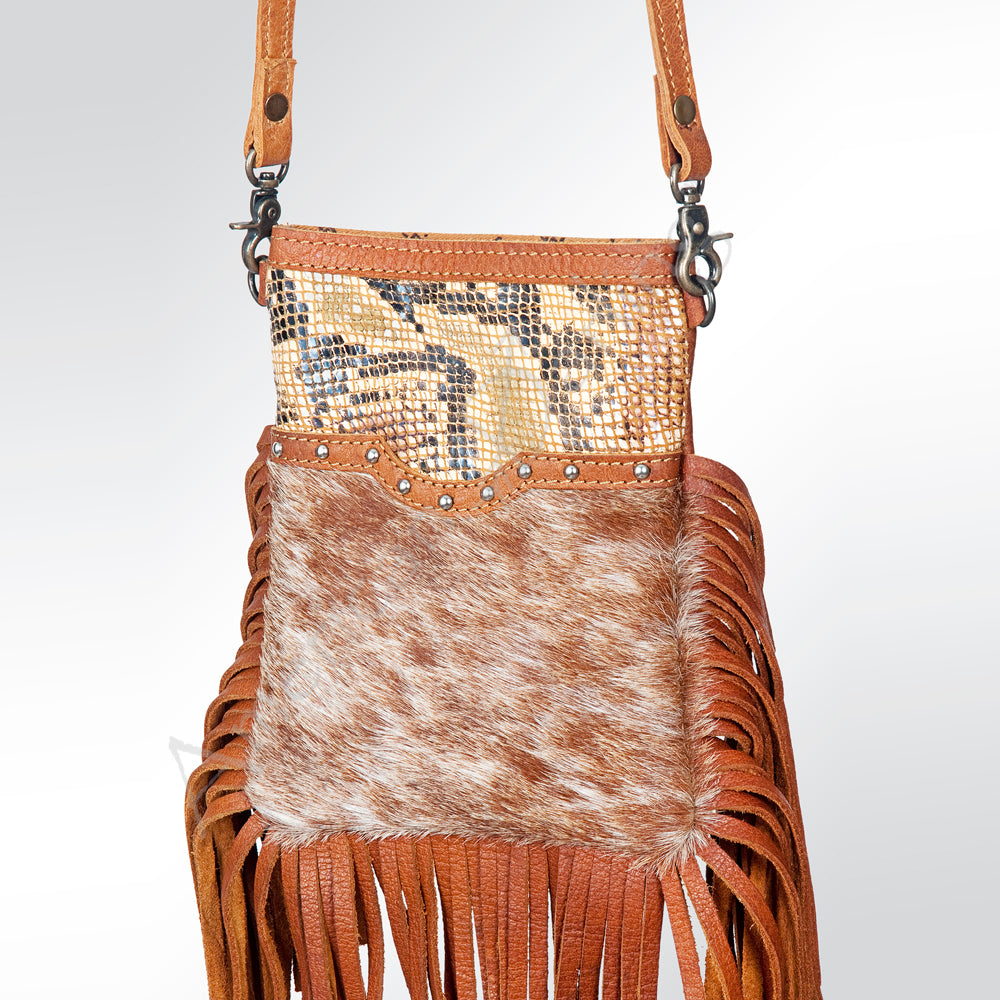 American Darling Women's Large Crossbody Bag Hand Tooled Hair on Genuine Leather Handbag and Ladies Purse