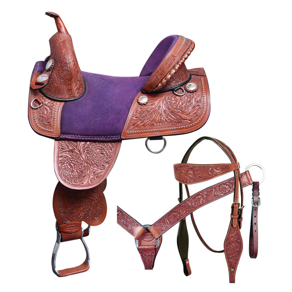 Western Horse Saddle Hilason American Leather Trail Barrel Racing