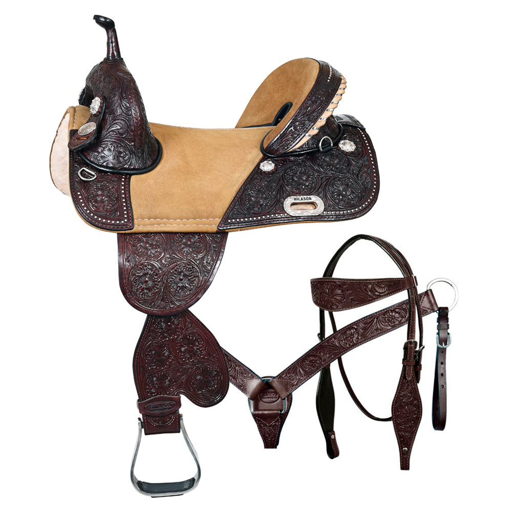 Hilason Western Horse Saddle Treeless American Leather Trail Barrel