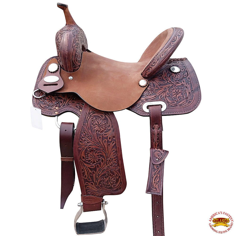 16 In Hilason Western Horse Barrel Trail Pleasurer American Leather Saddle