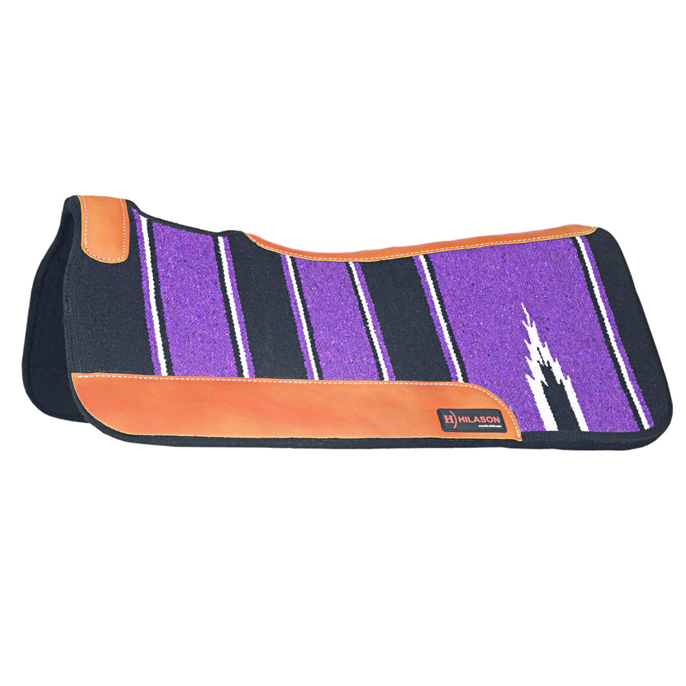 HILASON Western Wool Felt Horse Saddle Pad W/ Distressed Wear Leather | for Horses