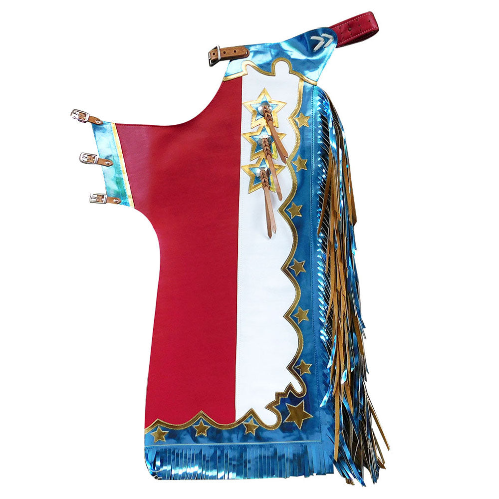 Hilason Bull Riding Genuine White Leather Rodeo Western Chaps