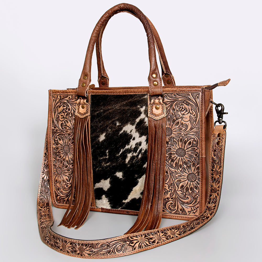 American Darling Briefcase Hand Tooled Hair On Genuine Leather Western Women Bag Handbag | for Cute Laptop