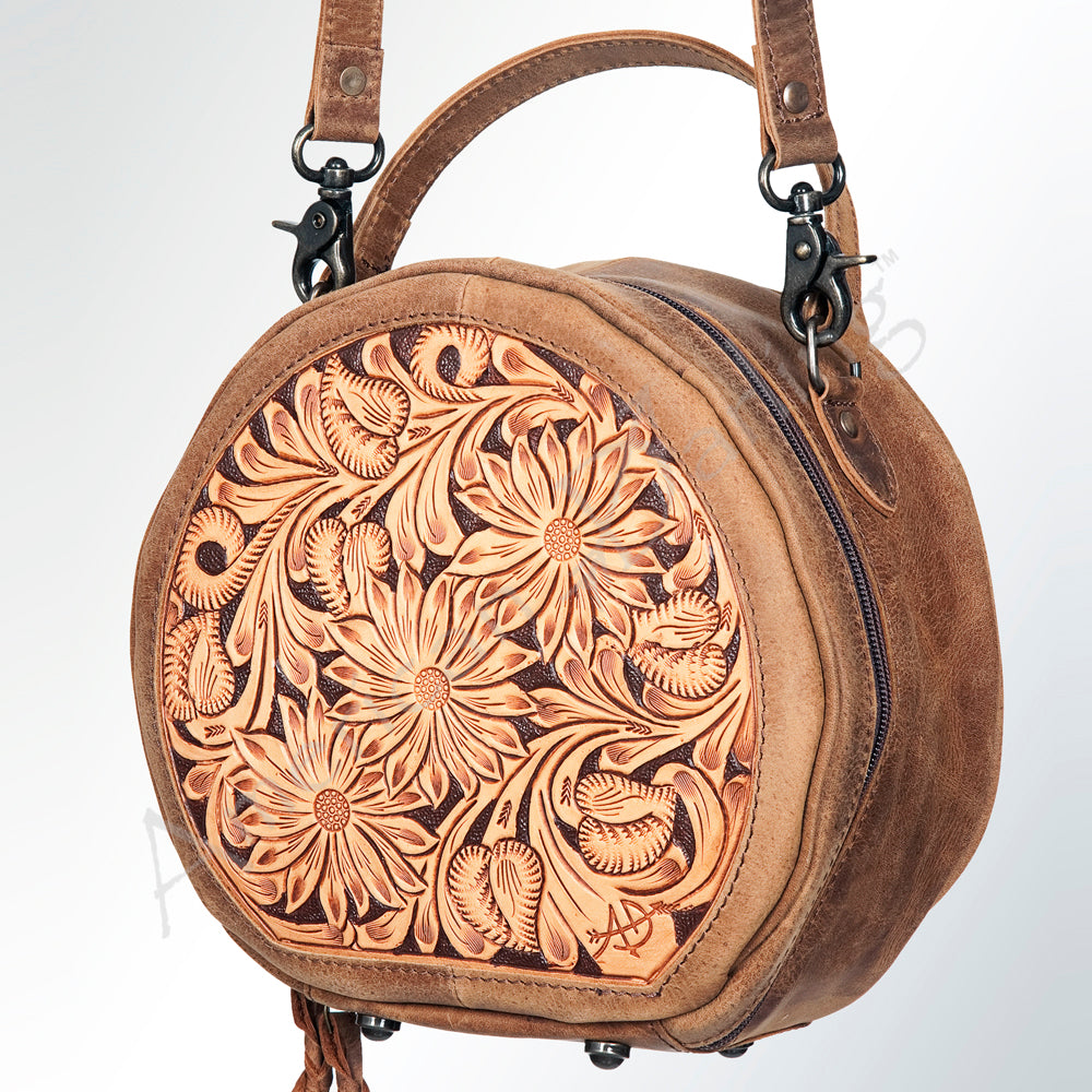American Darling Canteen Bag Hand Tooled Genuine Leather Western Women | Handbag Purse Travel Clutch