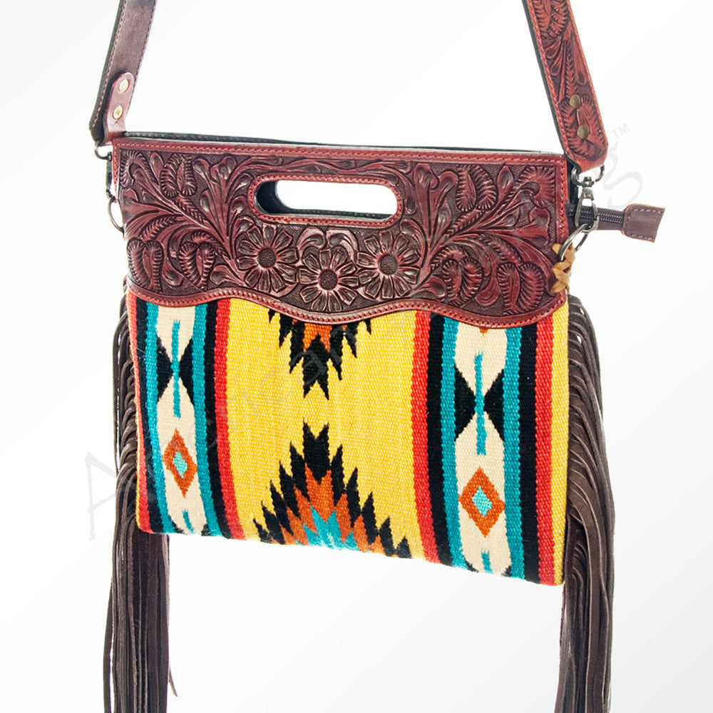 American Darling Women's Clutch Bag Western Hand Tooled Saddle Blanket Genuine Leather Handbag and Ladies Purse