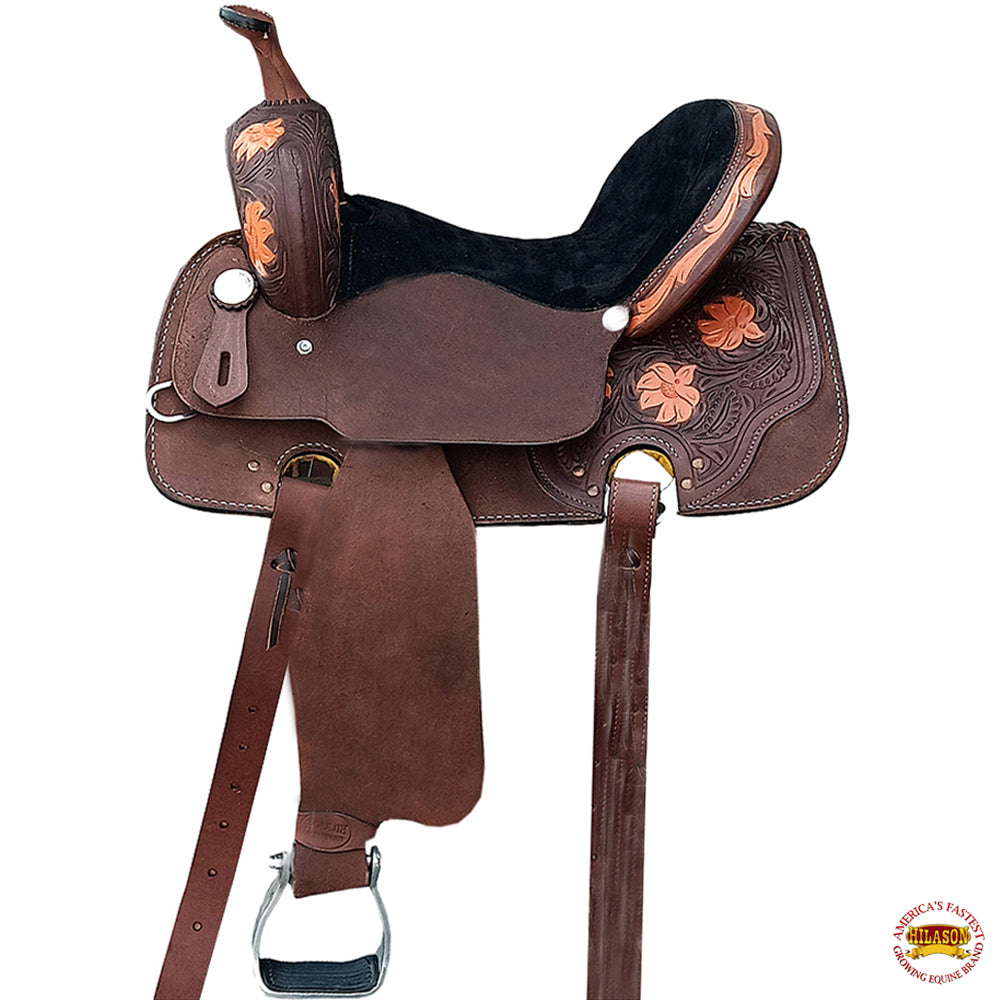 15 In Hilason Western Horse Barrel Trail Pleasure American Leather Saddle