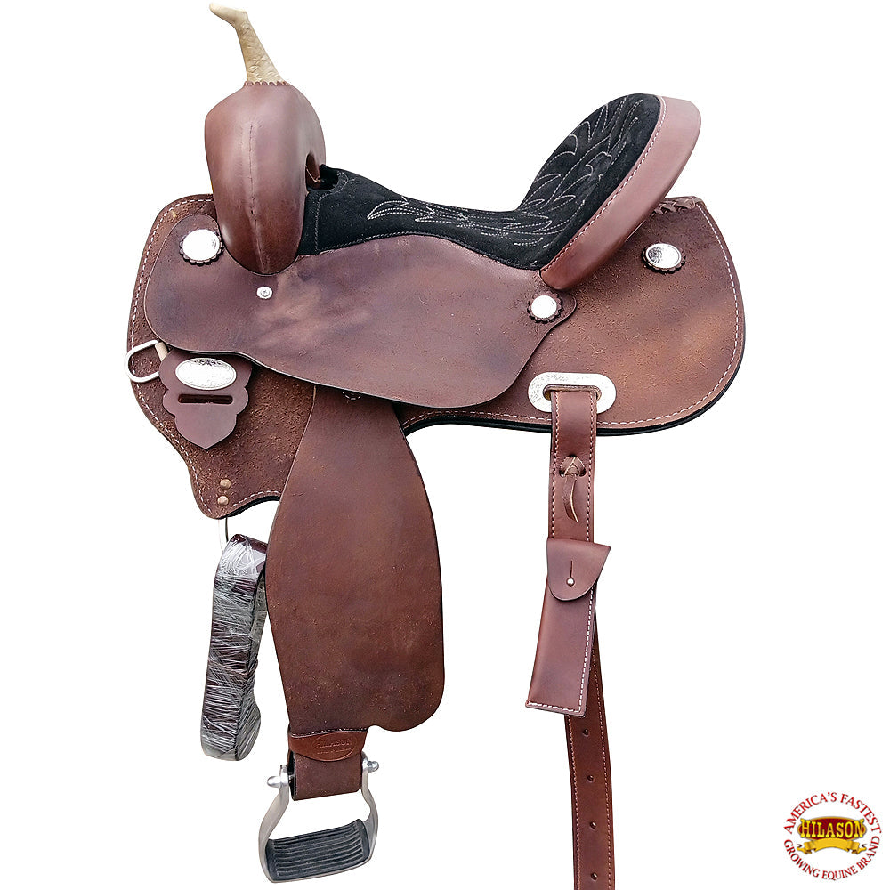 15 In Hilason Western Horse Barrel Racing Trail Pleasure American Leather Saddle