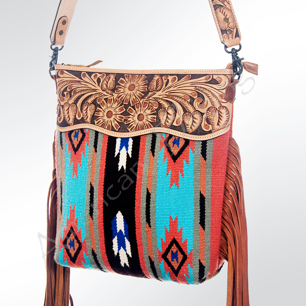 American Darling Women's Signature Crossbody Bag Western Hand Tooled Saddle Blanket Genuine Leather Handbag and Ladies Purse