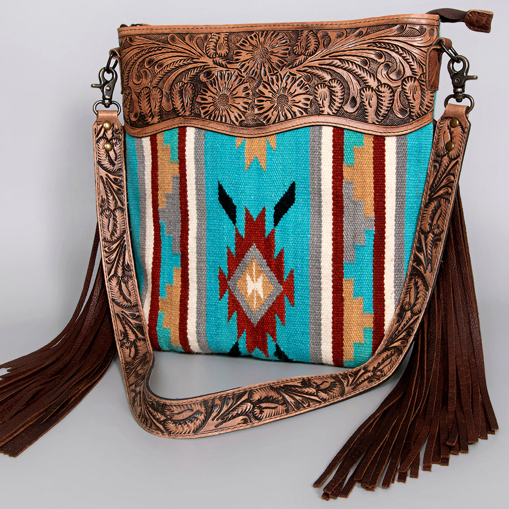 American Darling Women's Large Crossbody Bag Western Hand Tooled Saddle Blanket Genuine Leather Handbag and Ladies Purse