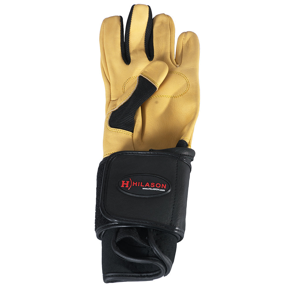 Hilason Bull Riding Gloves Pro Rodeo Genuine Leather Tan Left Hand