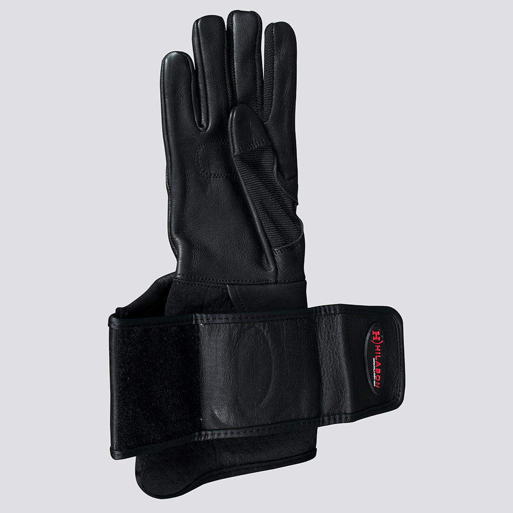 HILASON Bull Riding Gloves Pro Rodeo Genuine Leather Black Right Hand (6" to 10") | Bullback Women Men