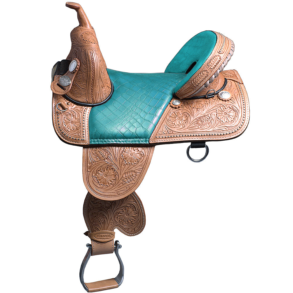 HILASON Western Horse Treeless Trail Barrel Racing American Leather Saddle | for Horses