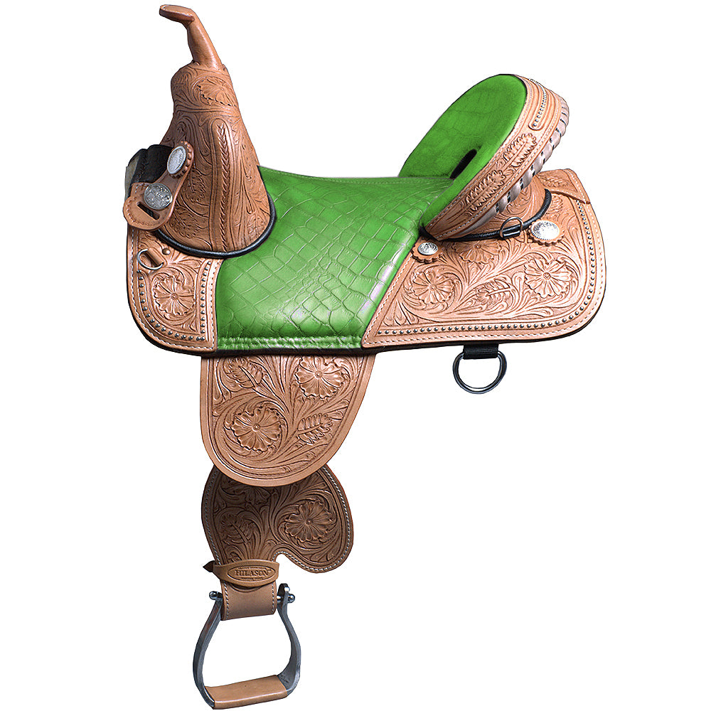 HILASON Western Horse Treeless Trail Barrel Racing American Leather Saddle | for Horses