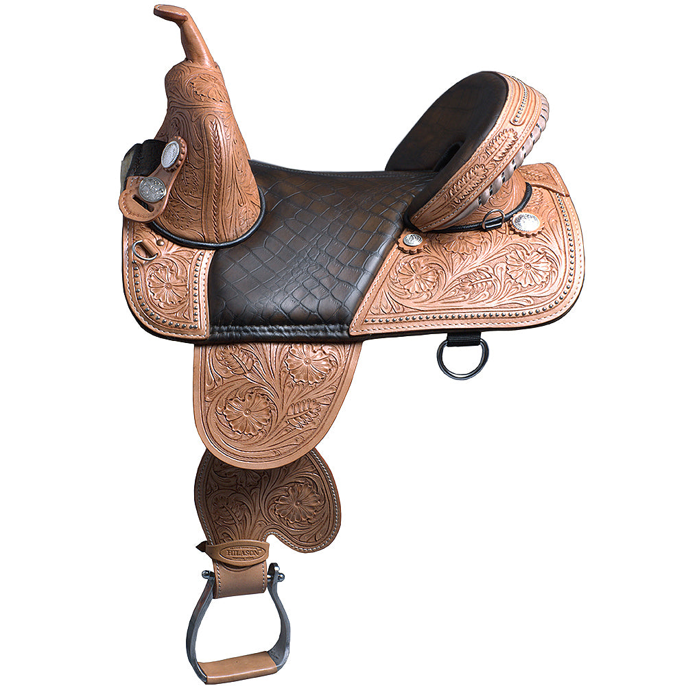 HILASON Western Horse Treeless Trail Barrel Racing American Leather Saddle| Saddle | for Horses