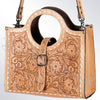 American Darling Western Tote Bag Hand Tooled Floral Carved Genuine Vegetable Tanned Leather Purse with YKK Zipper