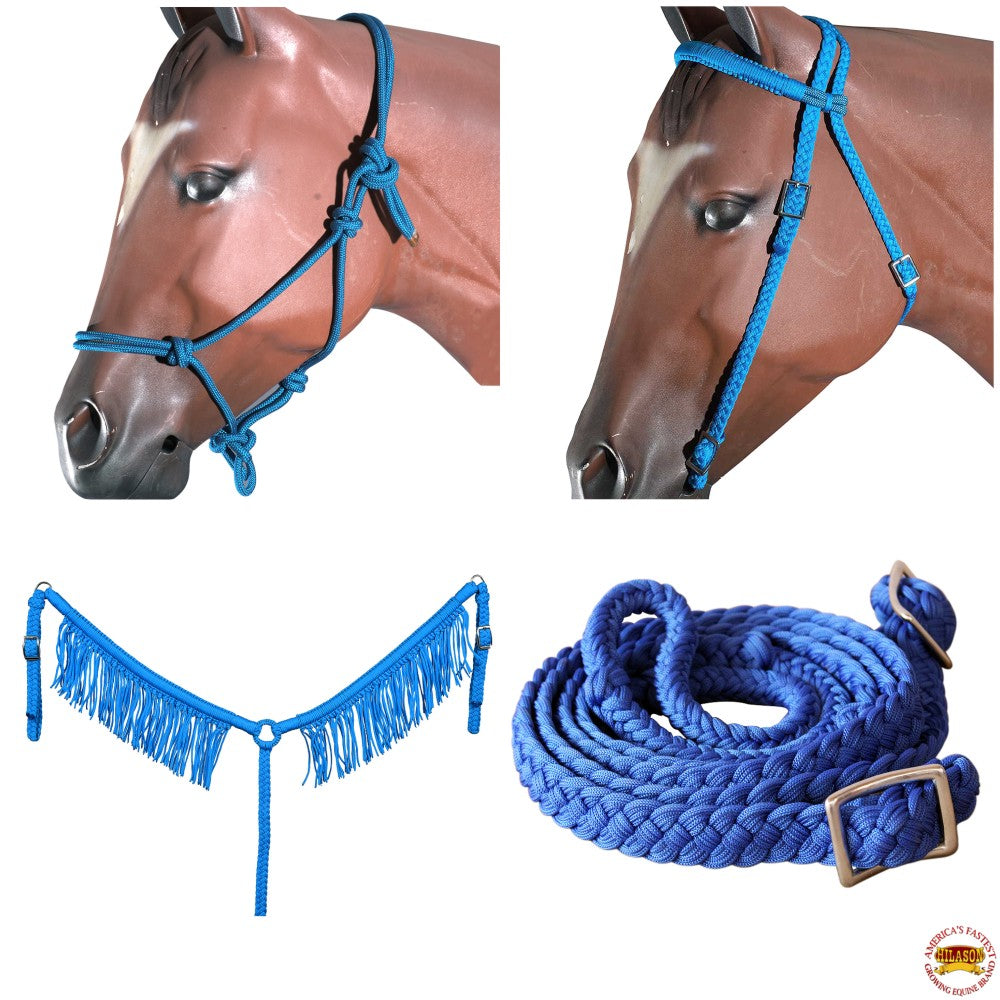 Hilason Horse Headstall Breast Collar Halter Reins Tack Braided Paracord