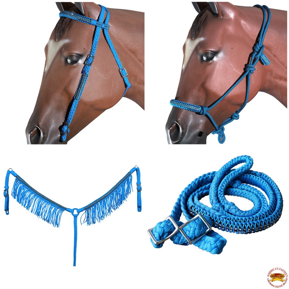 Hilason Horse Headstall Breast Collar Halter Reins Tack Braided Paracord
