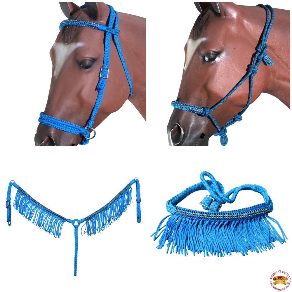 Hilason Horse Headstall Breast Collar Halter Reins Tack Braided Paracord