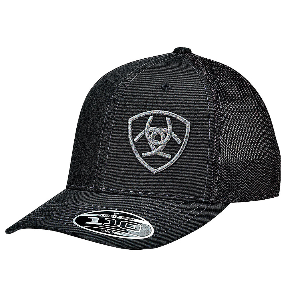 Ariat Western Mens Hat Baseball Cap Mesh Snap Back Logo Black