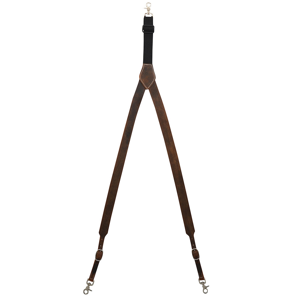 3D Leather Suspenders Silver Hardware W/ Trigger Snaps Brown