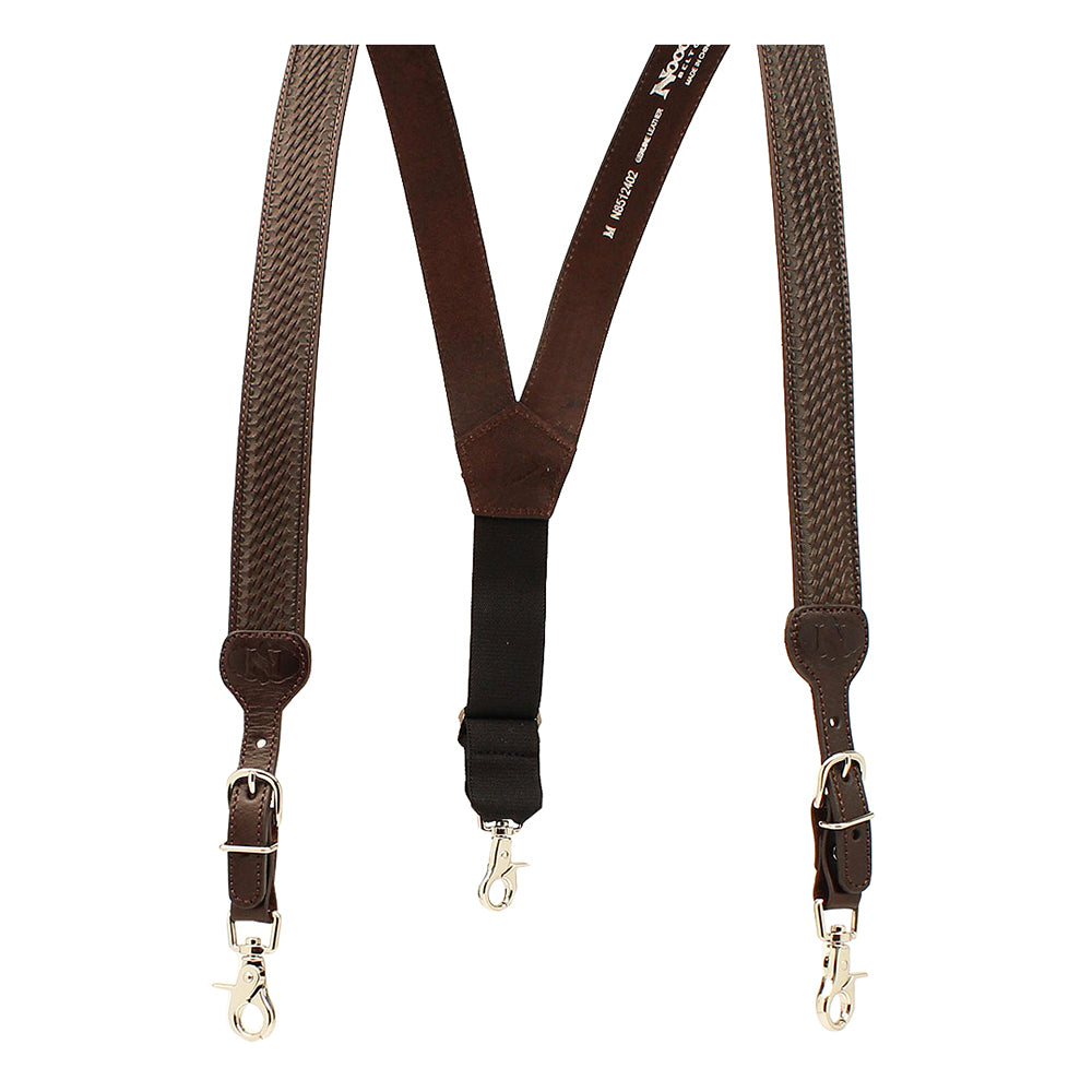 Nocona Belt Mens Basic Basket Leather Suspender Brown