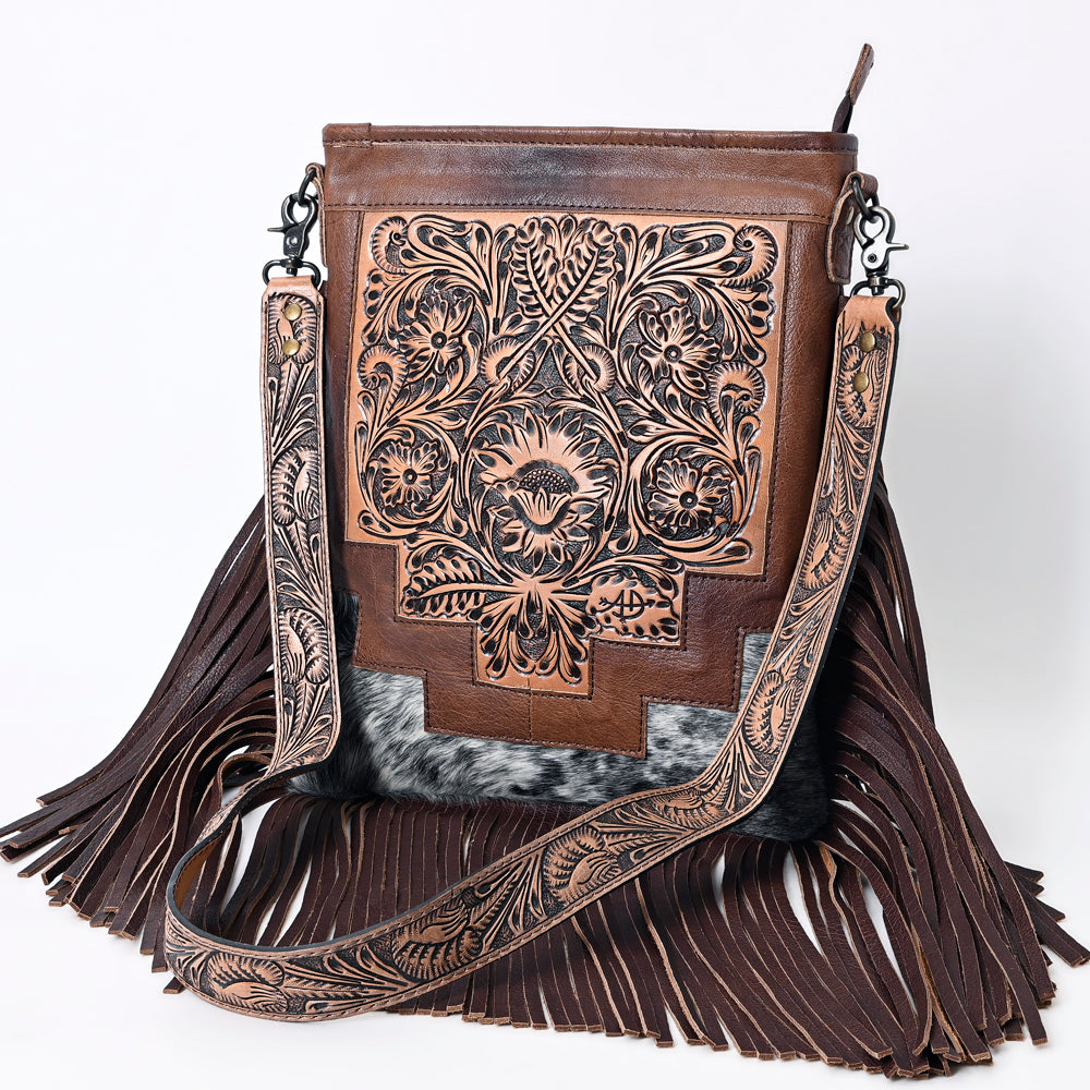 American Darling Messenger Hand Tooled Hair On Genuine Leather Women Bag Western Handbag Purse
