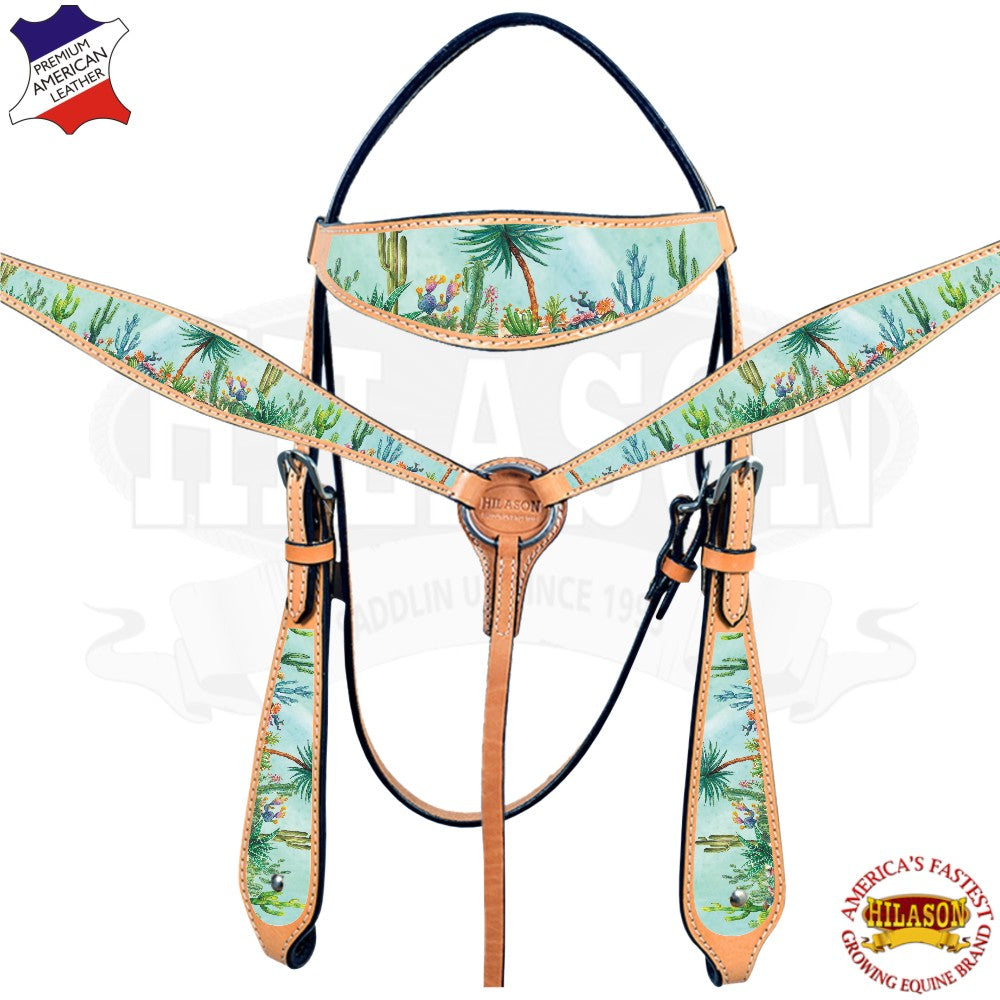 Western Horse Headstall Breast Collar Set American Leather Hilason