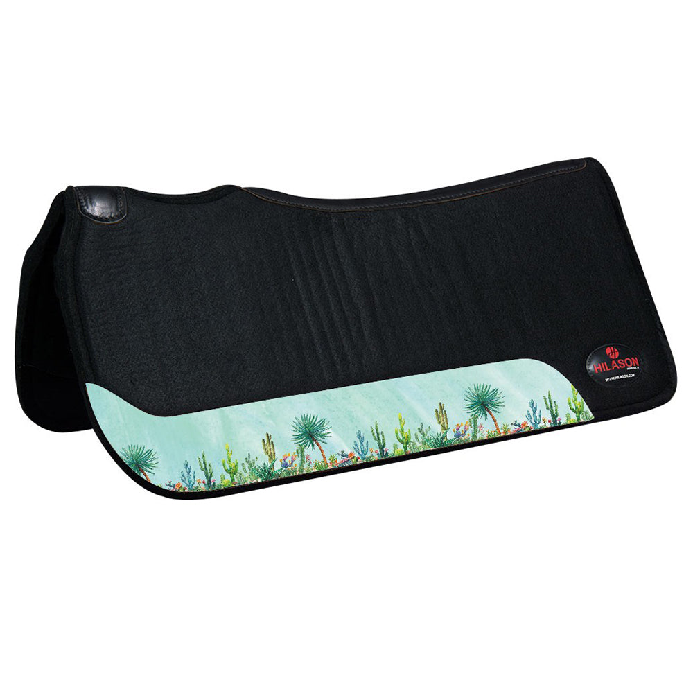 HILASON Western Wool Felt Horse Saddle Pad W/ Distressed Wear Leather | for Horses