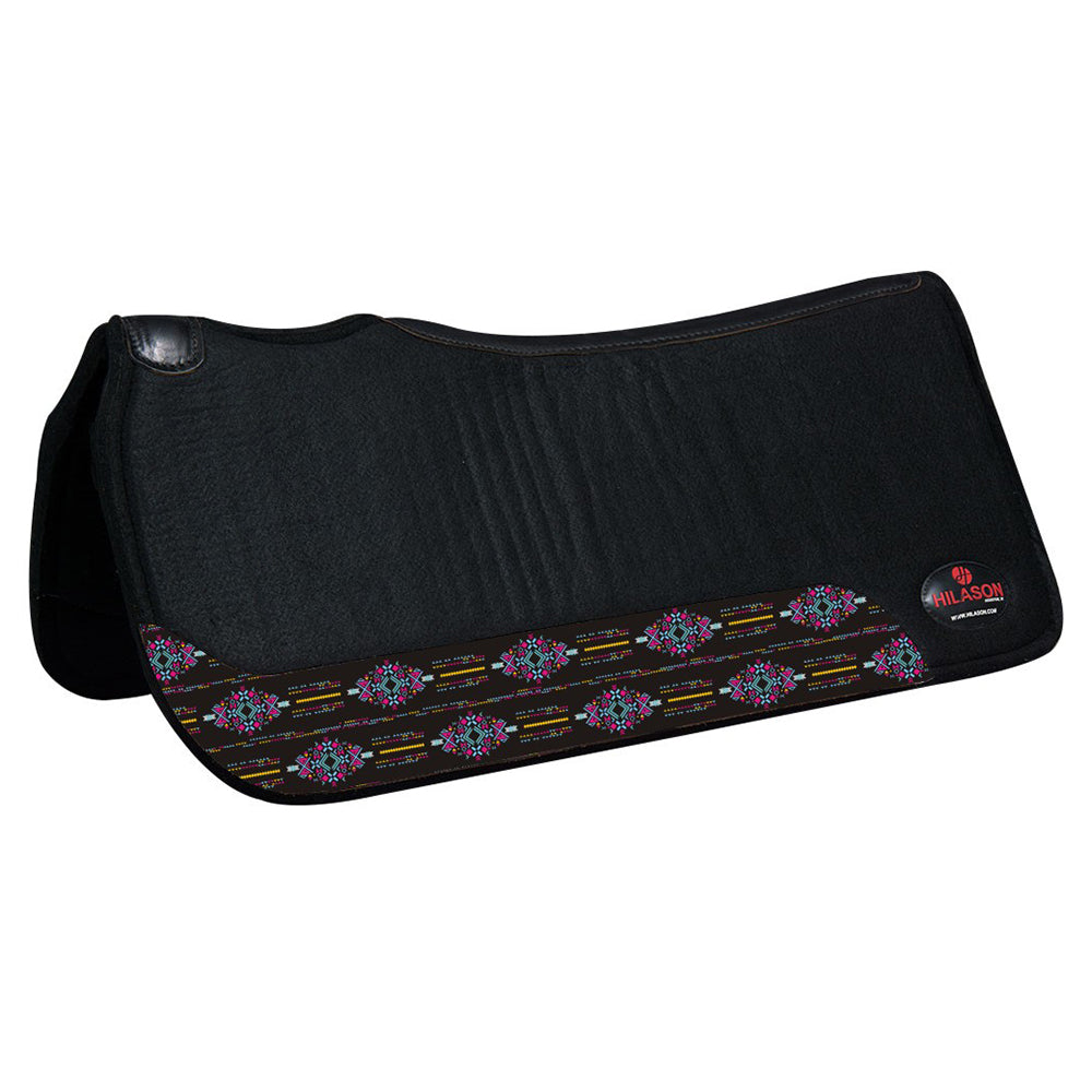 HILASON Western Wool Felt Horse Saddle Pad W/ Distressed Wear Leather | for Horses