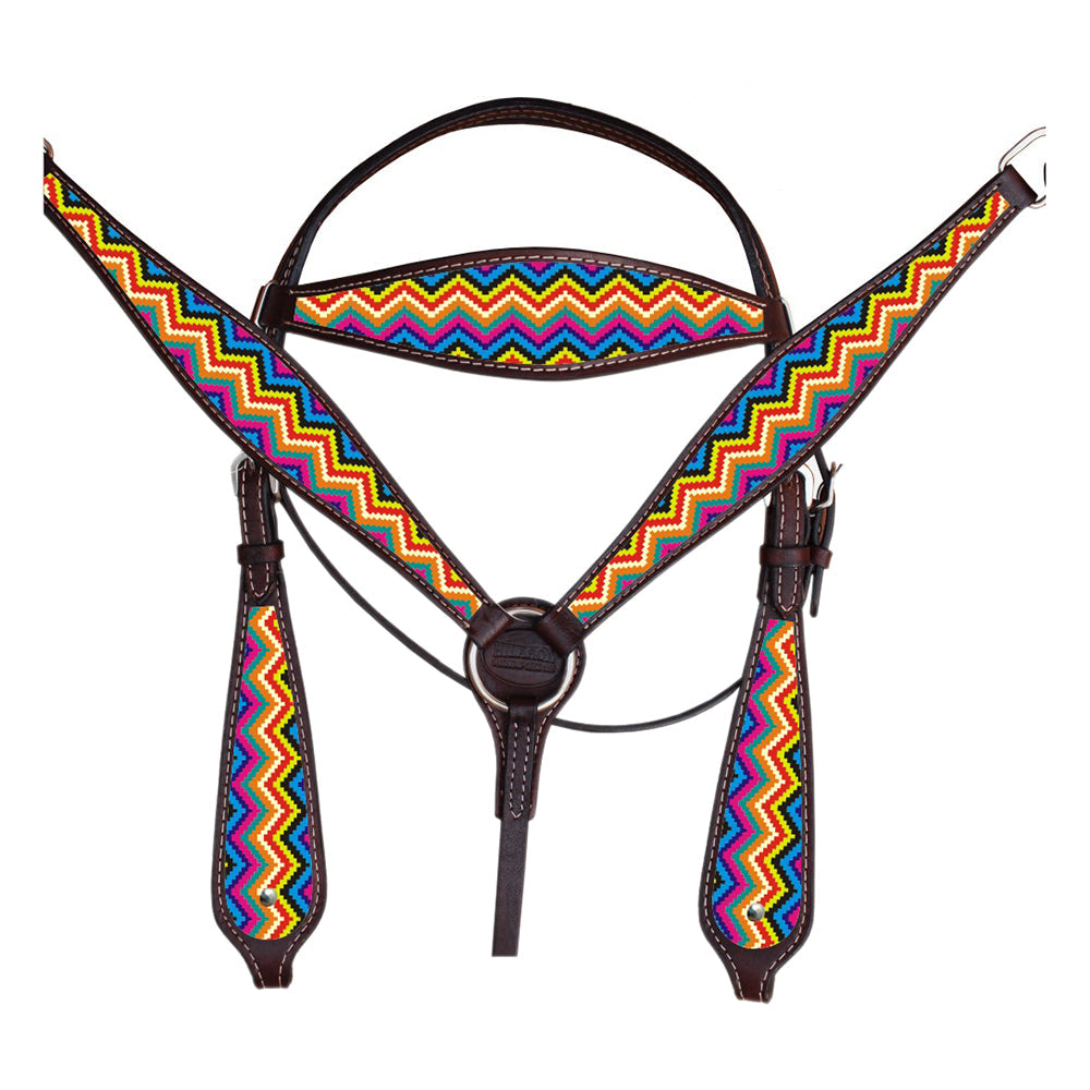 Western Horse Headstall Breast Collar Set American Leather Brown Hilason