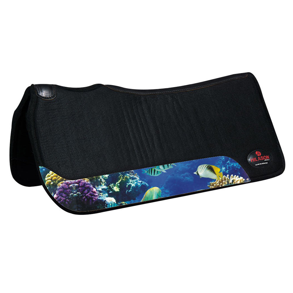 HILASON Western Wool Felt Horse Saddle Pad W/ Distressed Wear Leather | for Horses