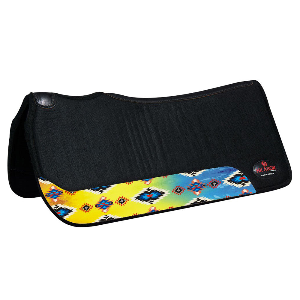 HILASON Western Wool Felt Horse Saddle Pad W/ Distressed Wear Leather | for Horses