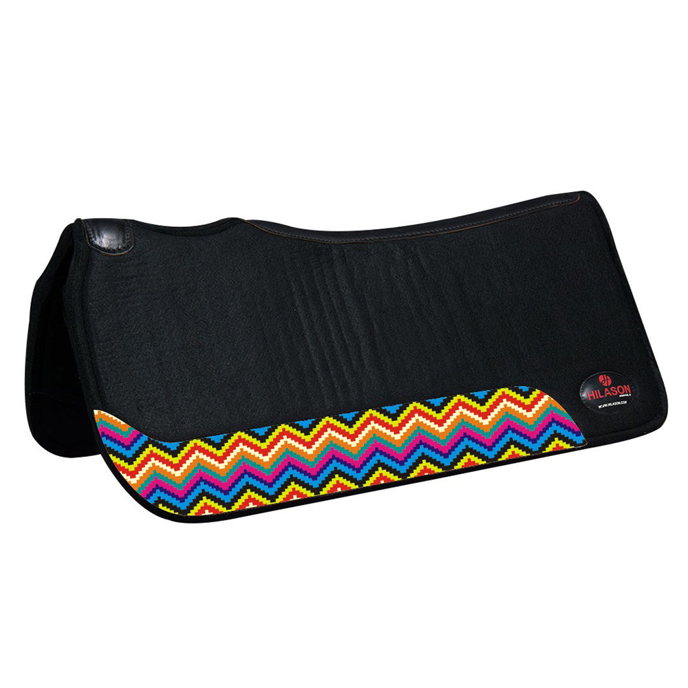 HILASON Western Wool Felt Horse Saddle Pad W/ Distressed Wear Leather | for Horses