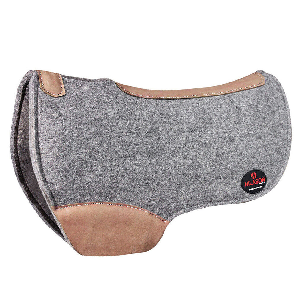 Hilason Western Wool Felt Horse Saddle Pad W/ Distressed Wear Leather